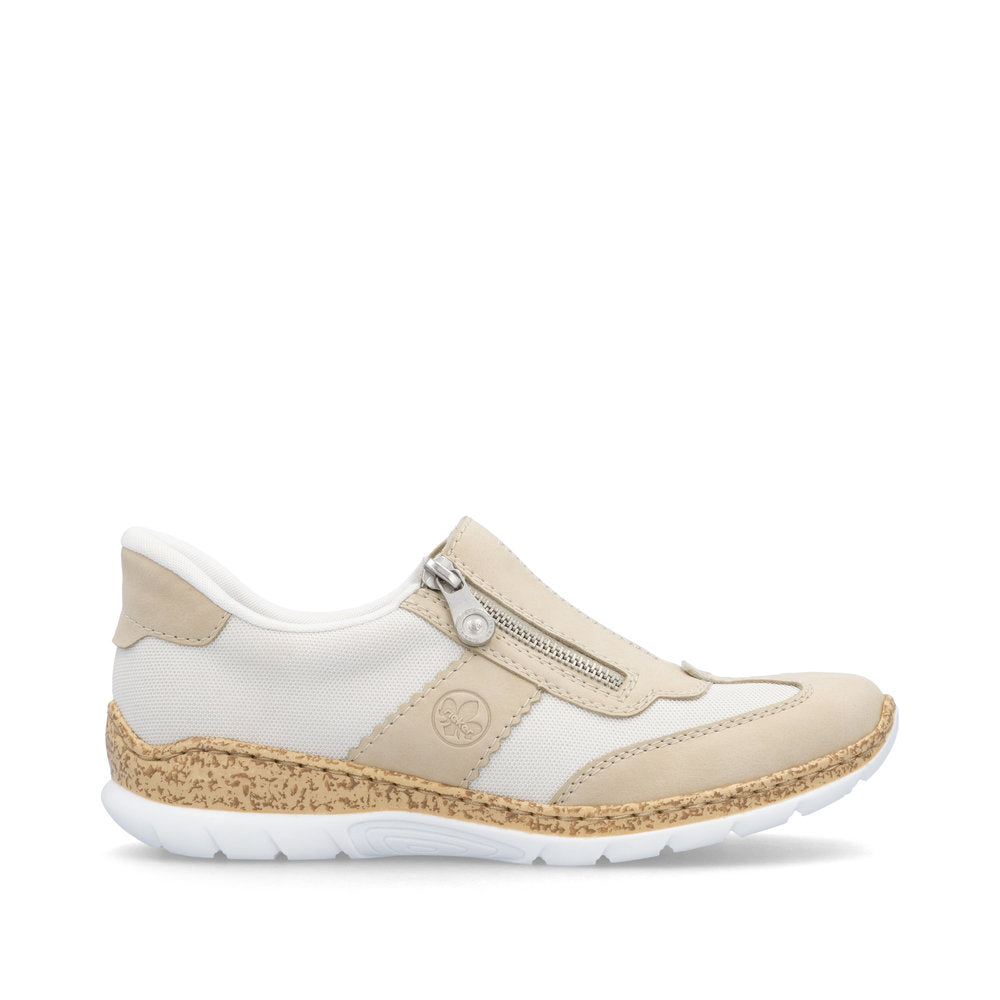 Rieker N42G5-60 Beige Mix Combi Shoes with Side Zip