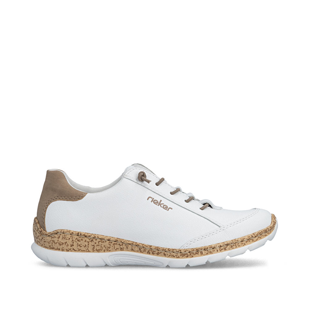 Rieker N42K5-80 White F 1/2 Fit Shoes with Elastic Lace