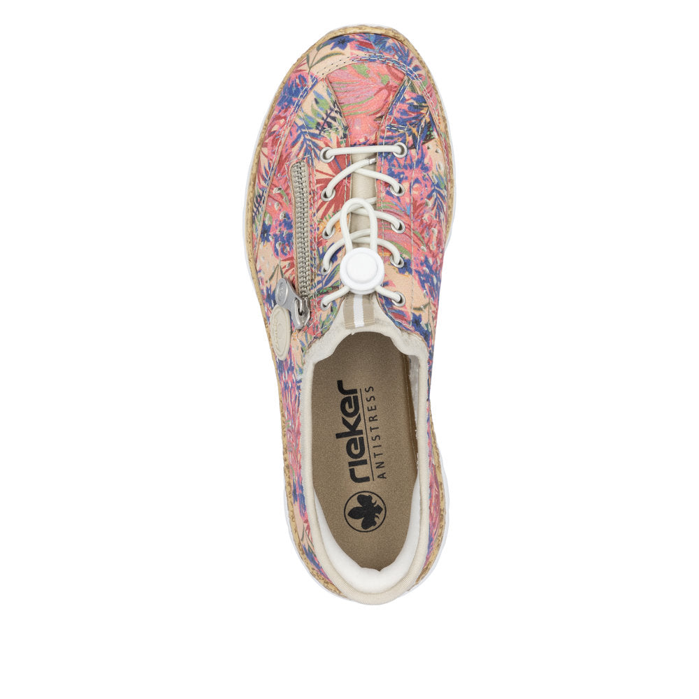 Rieker N42V3-90 Rosa Jungle Multi Elastic Lace Shoes