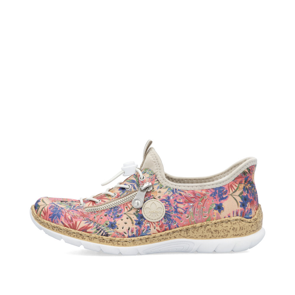 Rieker N42V3-90 Rosa Jungle Multi Elastic Lace Shoes