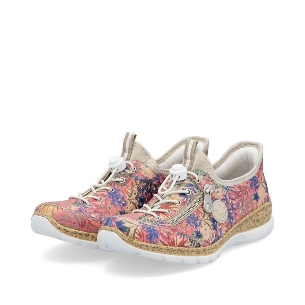 Rieker N42V3-90 Rosa Jungle Multi Elastic Lace Shoes