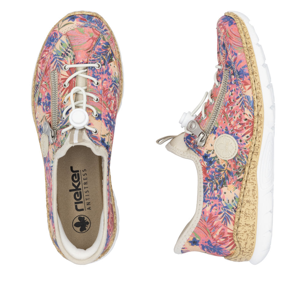 Rieker N42V3-90 Rosa Jungle Multi Elastic Lace Shoes