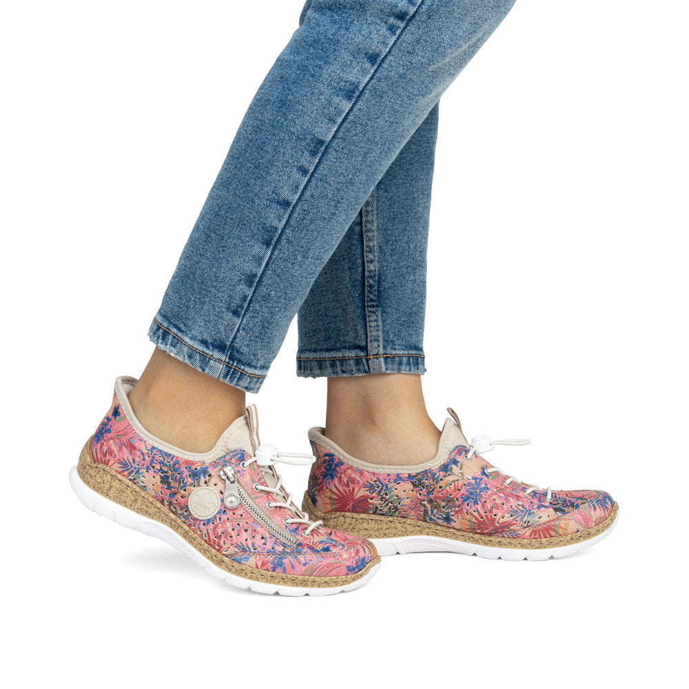 Rieker N42V3-90 Rosa Jungle Multi Elastic Lace Shoes