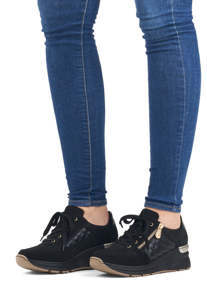 Rieker N6314-00 Black Mix Trainers with Zip