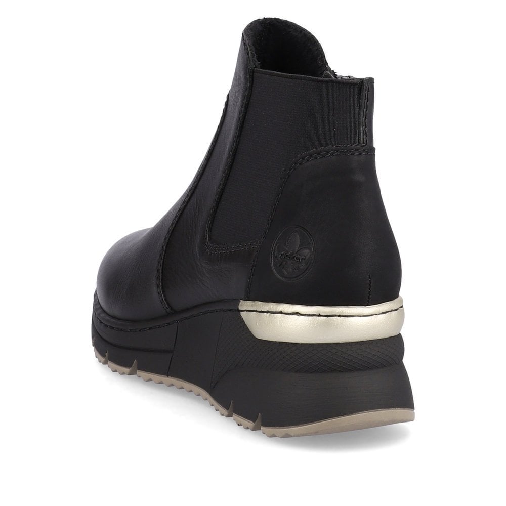 Rieker N6355-00 Black Wedge Ankle Boots