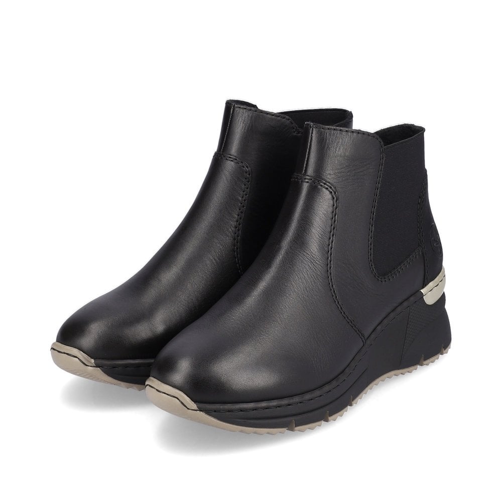 Rieker N6355-00 Black Wedge Ankle Boots