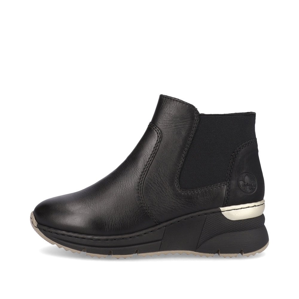 Rieker N6355-00 Black Wedge Ankle Boots