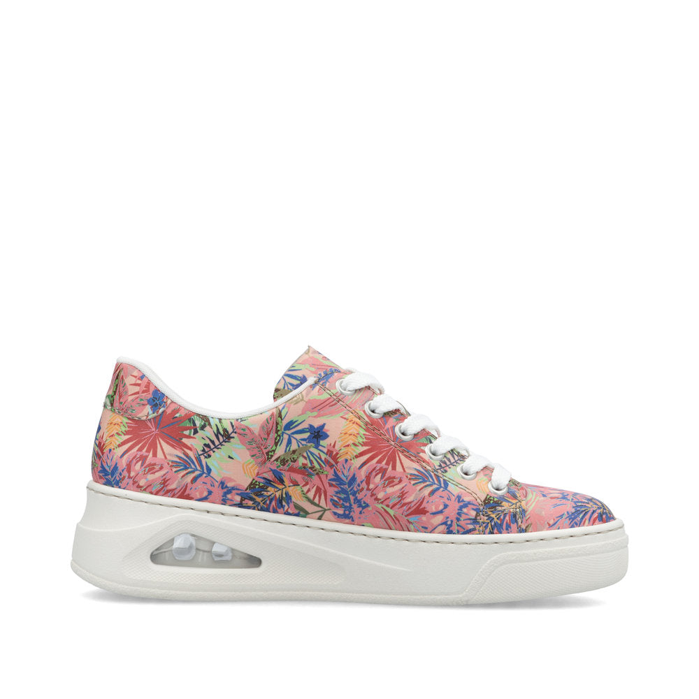 Rieker N6401-90 Pink Jungle Multi Trainers with Side Zip