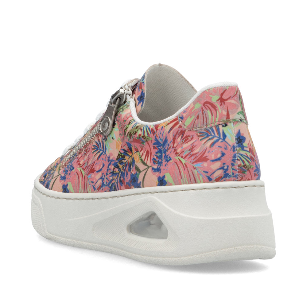 Rieker N6401-90 Pink Jungle Multi Trainers with Side Zip