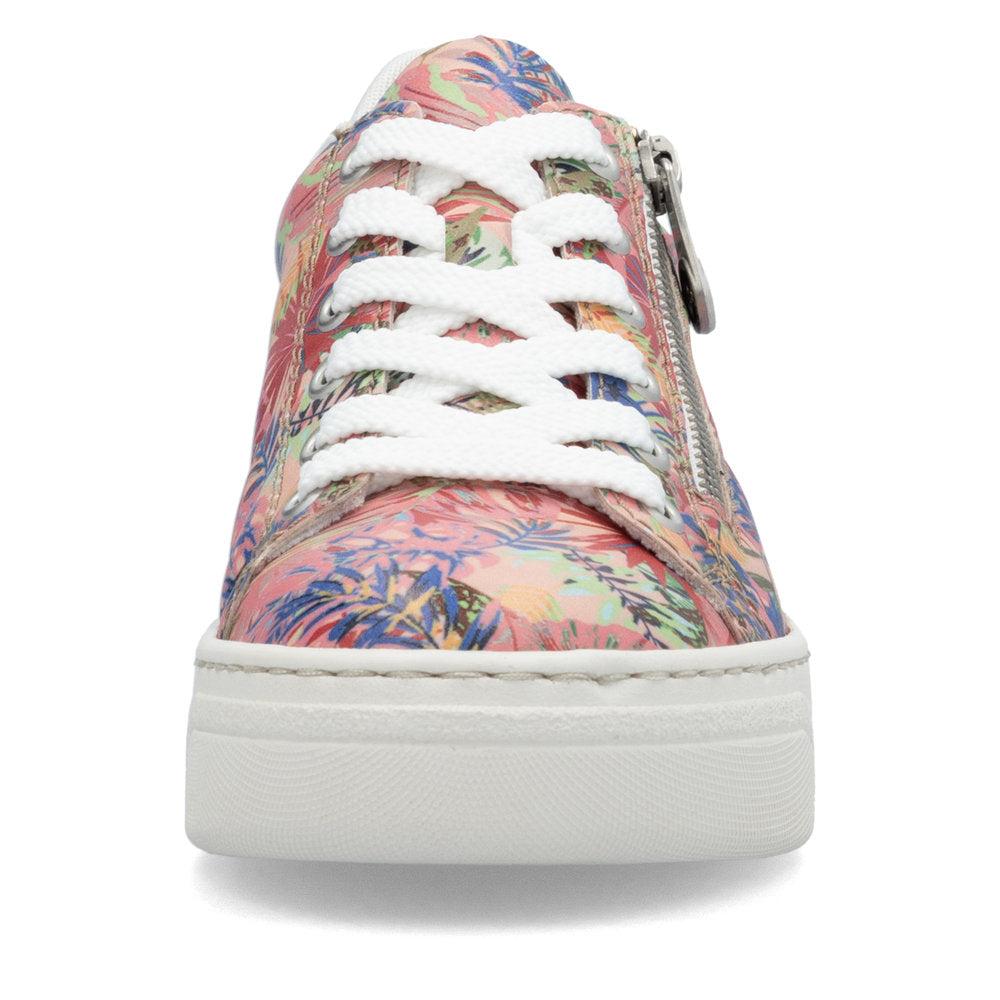 Rieker N6401-90 Pink Jungle Multi Trainers with Side Zip
