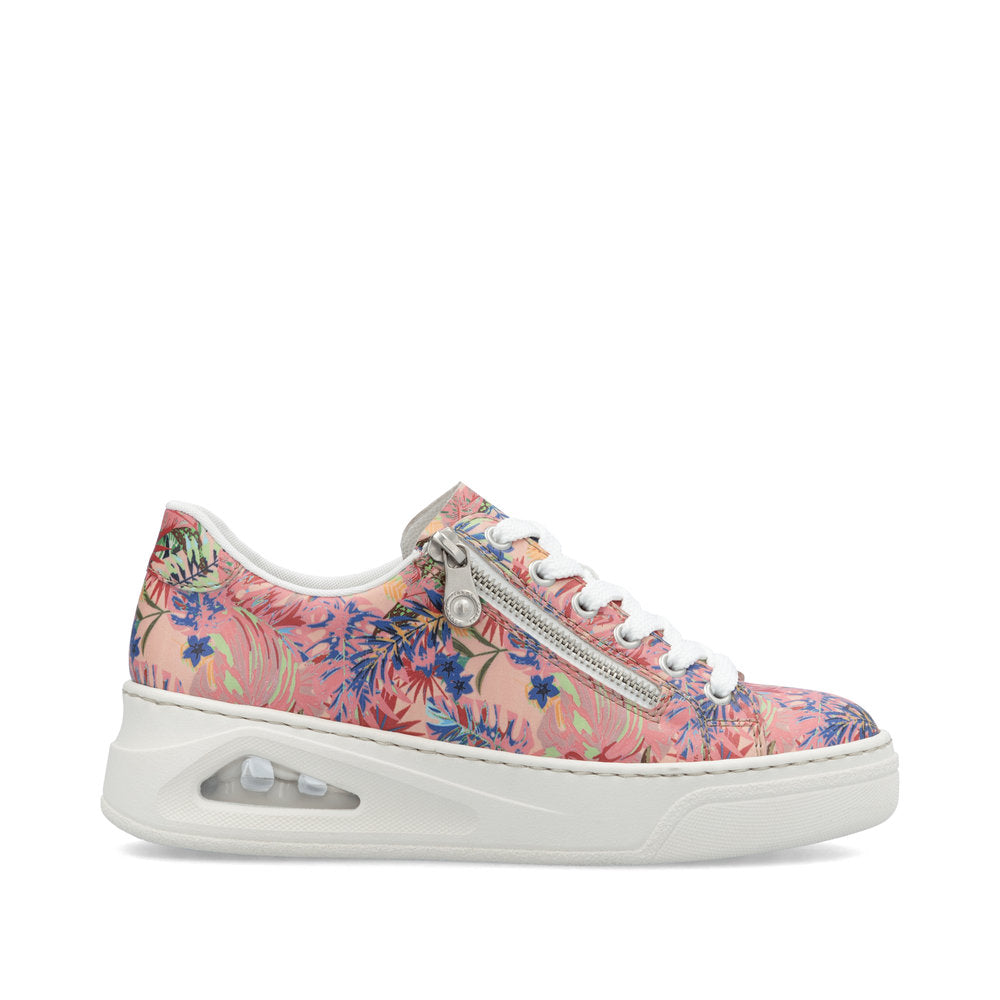 Rieker N6401-90 Pink Jungle Multi Trainers with Side Zip