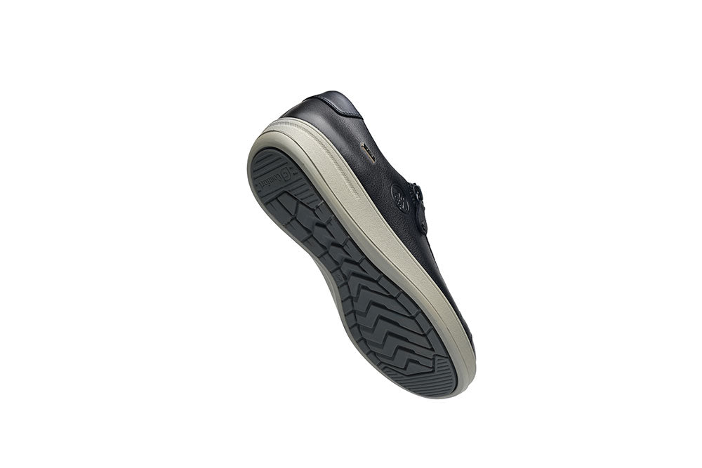 G Comfort P-6501 L Ocean Navy Yak Leather Sneakers with Side Zip