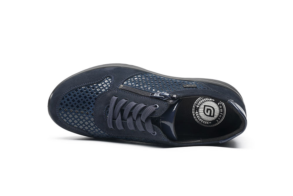G Comfort P-819 LF Navy Fantasy Sneaker with Side Zip
