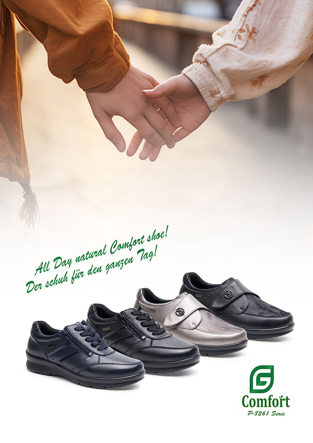 G Comfort P-8261 Zinn Fantasy Anthracite Extra Wide Velcro Shoes