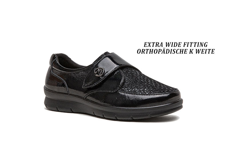 G Comfort P-8261 Black Fantasy Extra Wide Velcro Shoes