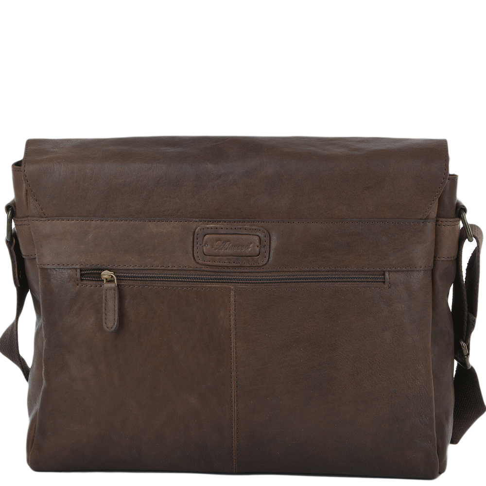 Ashwood Leather Pedro Medium Brown Oily Wash Messenger Bag