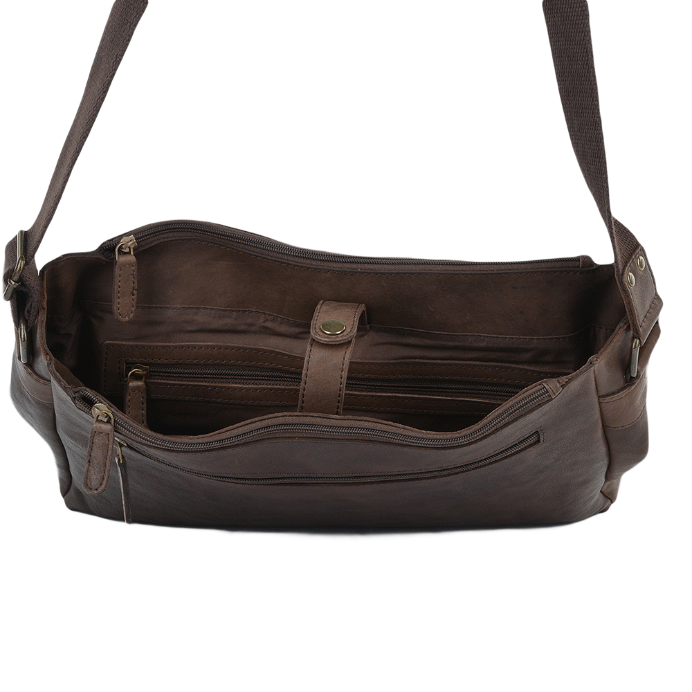Ashwood Leather Pedro Medium Brown Oily Wash Messenger Bag