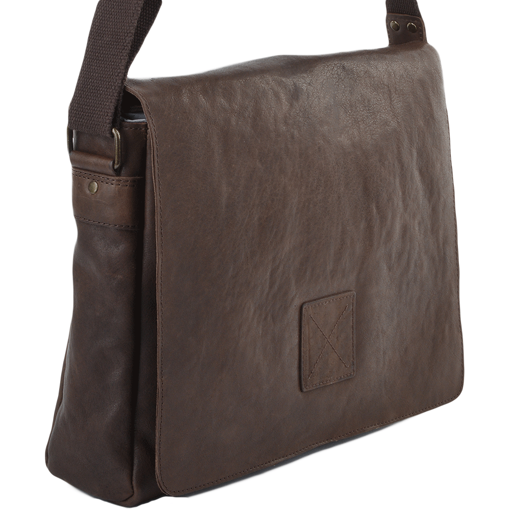 Ashwood Leather Pedro Medium Brown Oily Wash Messenger Bag