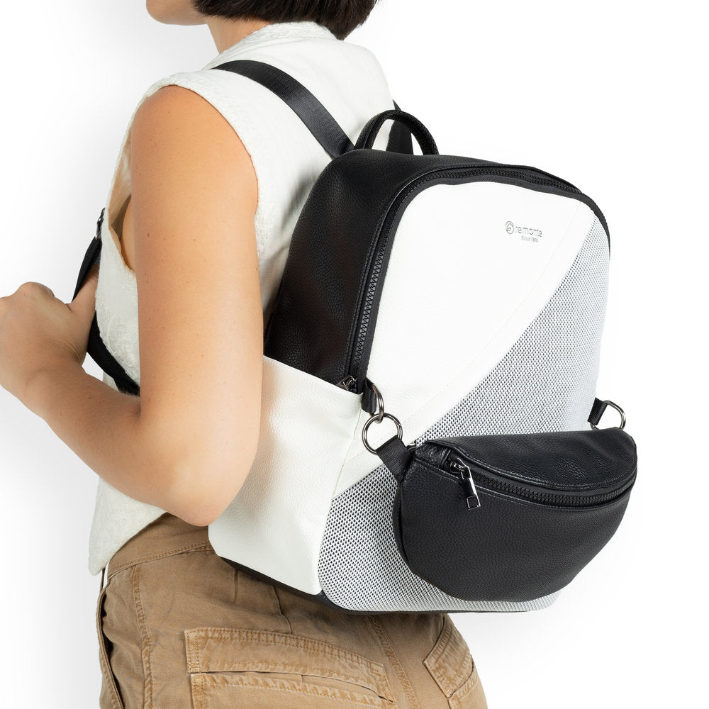 Remonte Q0533-01 Black, White & Grey Backpack