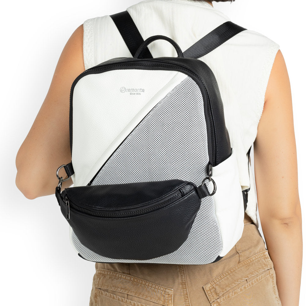 Remonte Q0533-01 Black, White & Grey Backpack