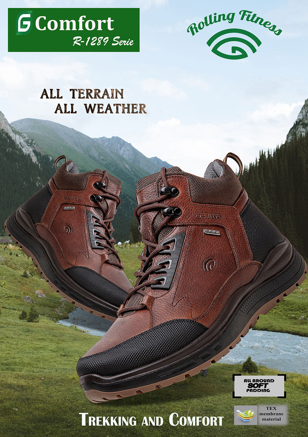 G Comfort R-1289 Rolling Fitness Brown & Black Combi Boots