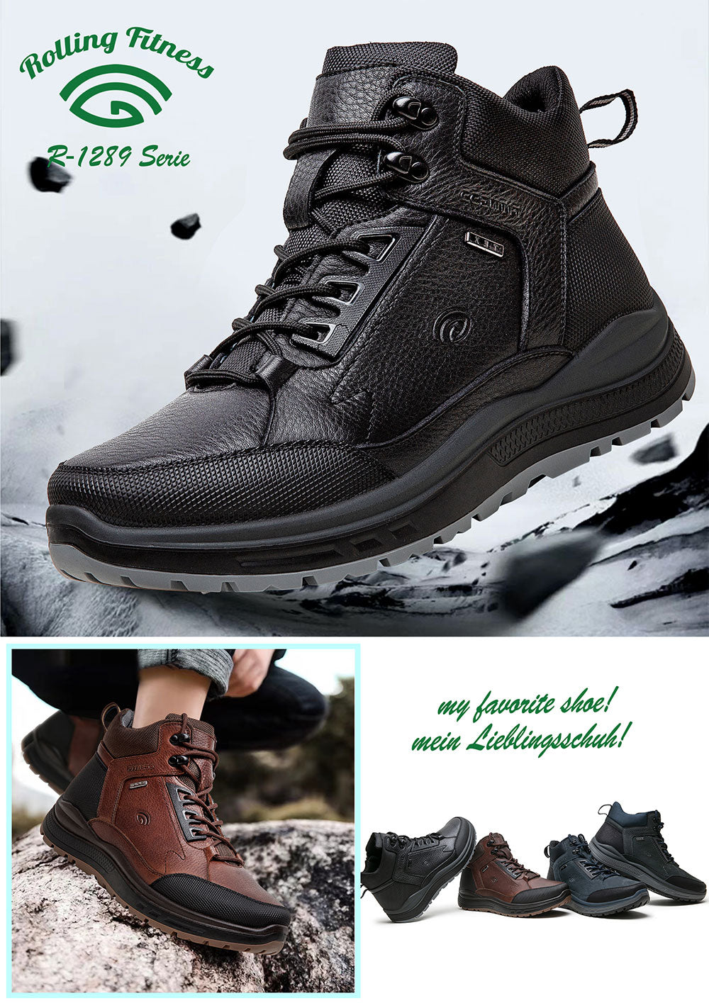 G Comfort R-1289 Rolling Fitness Brown & Black Combi Boots