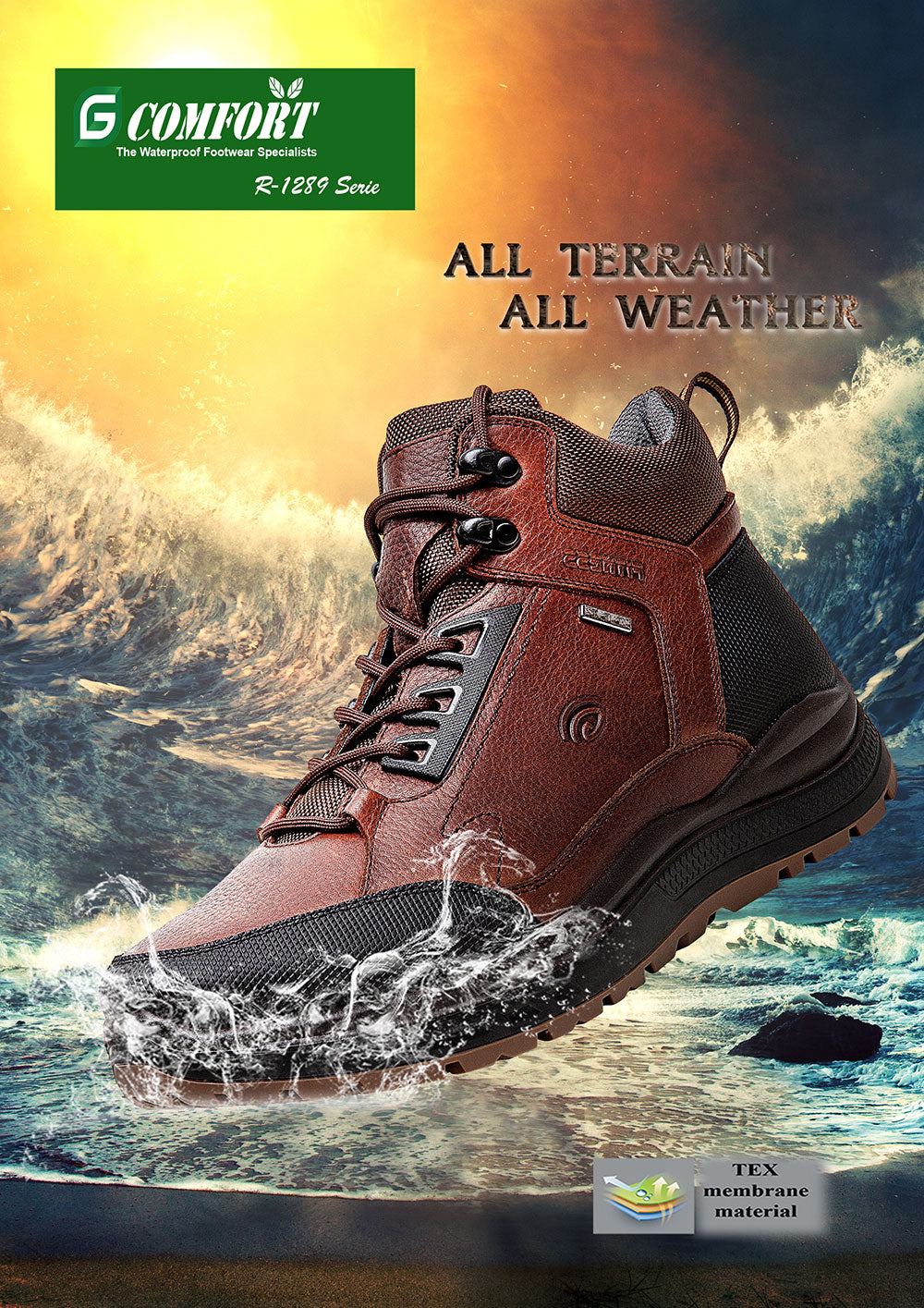 G Comfort R-1289 Rolling Fitness Brown & Black Combi Boots