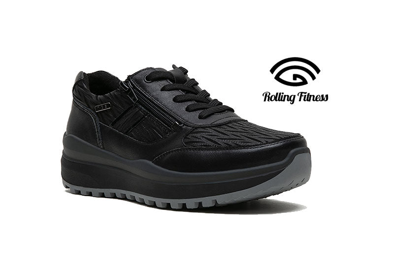 G Comfort R-9281 Rolling Fitness Black Fantasy Sneakers with Zip