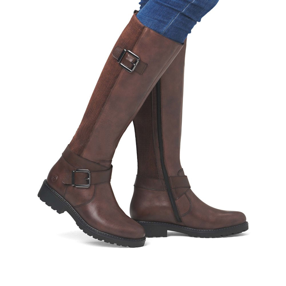 Remonte R6593-25 Brown Long Boots with 2 Buckles