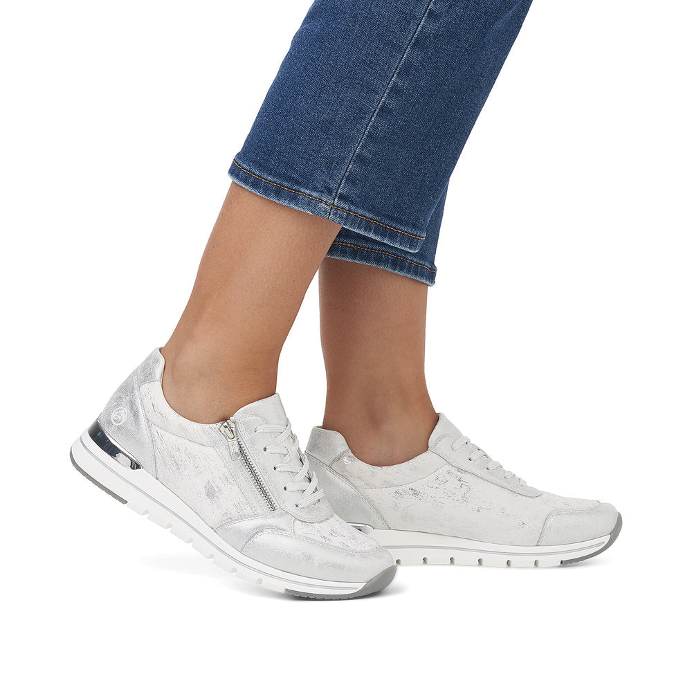 Remonte R6700-91 Ice Silver Platinum Lace & Zip Trainers