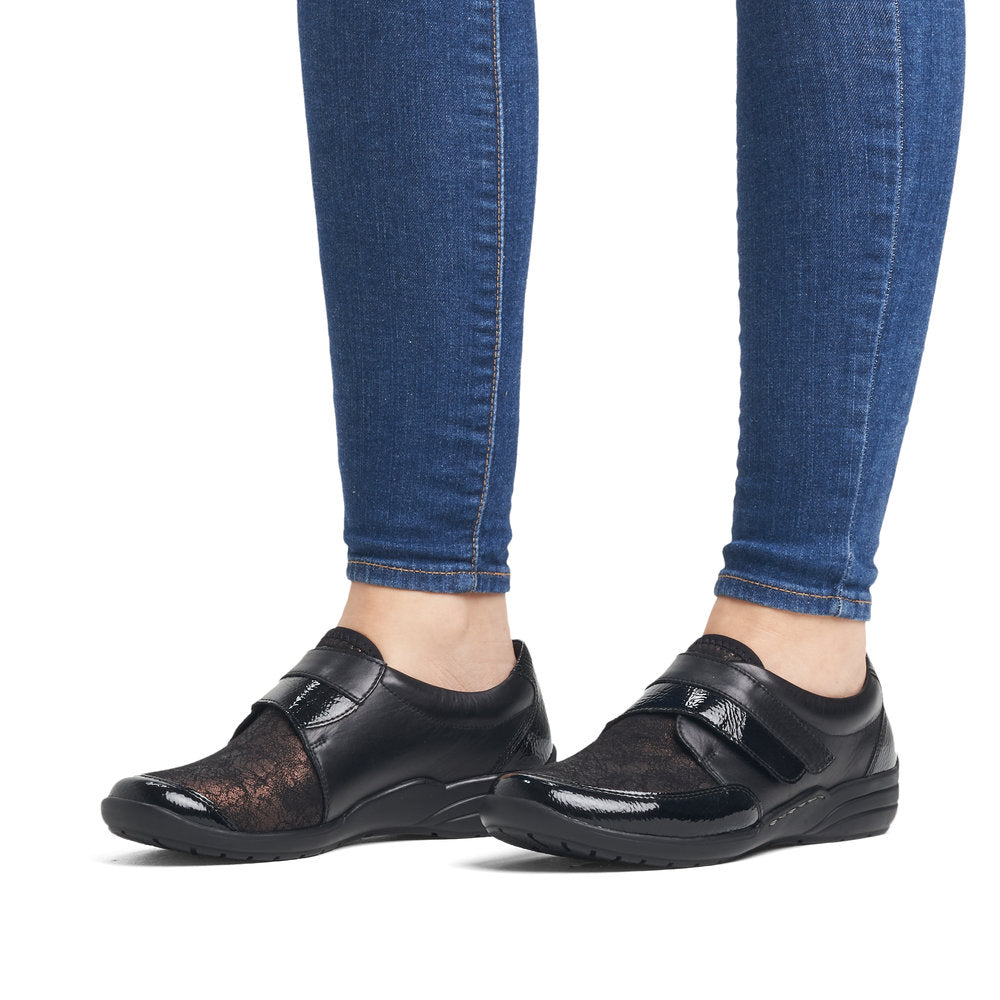 Remonte R7600-03 Black/Bronze Combi Velcro H Fit Shoes