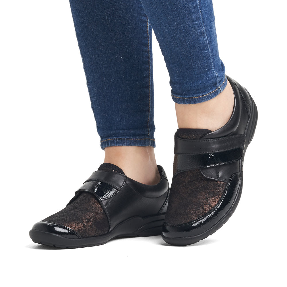 Remonte R7600-03 Black/Bronze Combi Velcro H Fit Shoes