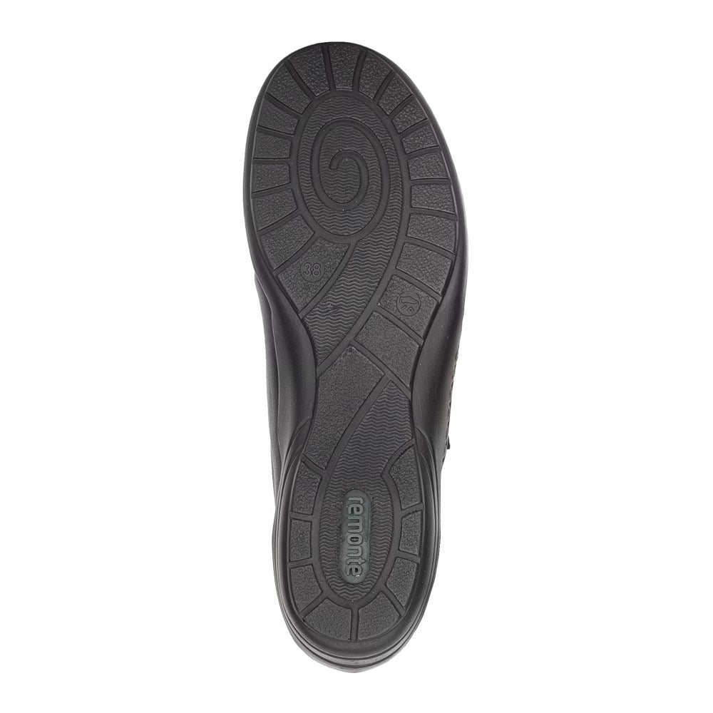 Remonte R7600-04 Black H Fit Extra Width Velcro Shoes with Patent Detailing