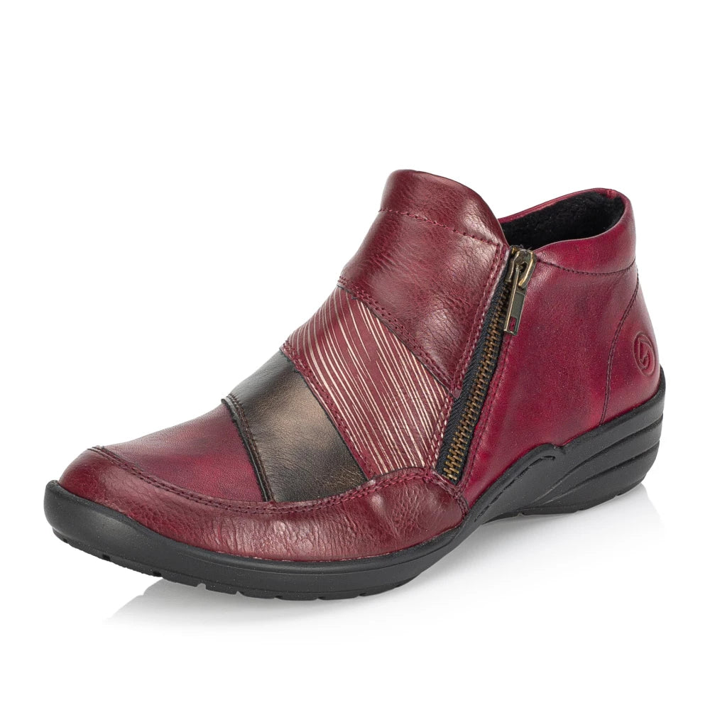 Remonte R7678-35 Red Combi Ankle Boots