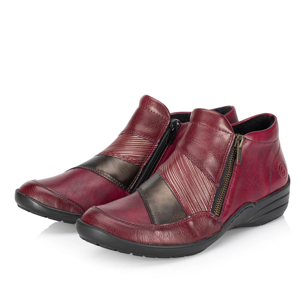 Remonte R7678-35 Red Combi Ankle Boots