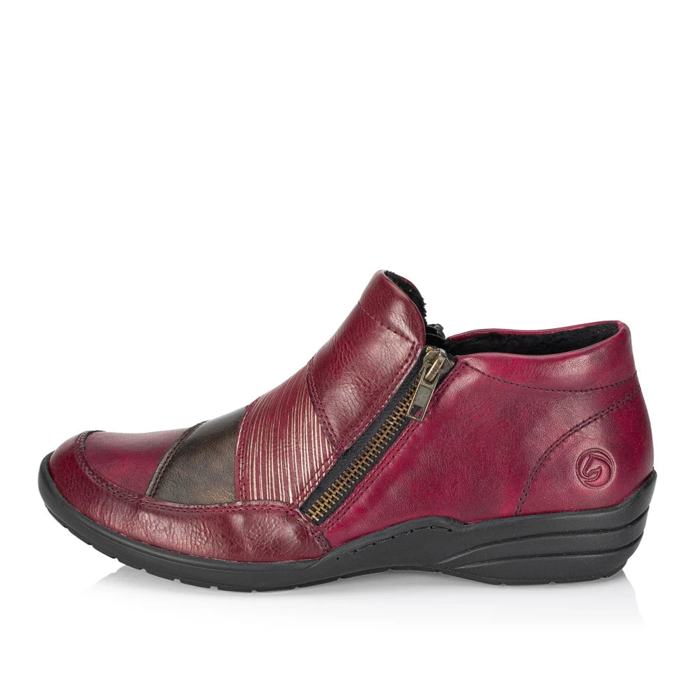 Remonte R7678-35 Red Combi Ankle Boots