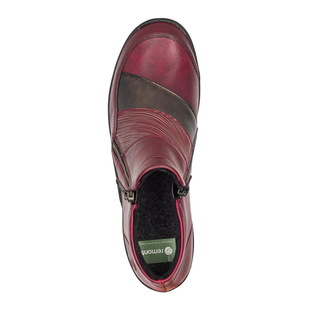 Remonte R7678-35 Red Combi Ankle Boots