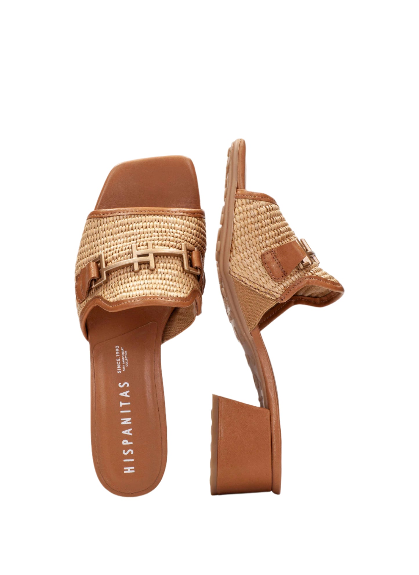 Hispanitas RHV254071 Tan Natural Slip On Block Heel Sandals