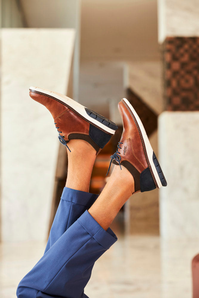 Rieker 14405-24 Tan & Navy G 1/2 Fit Casual Shoes