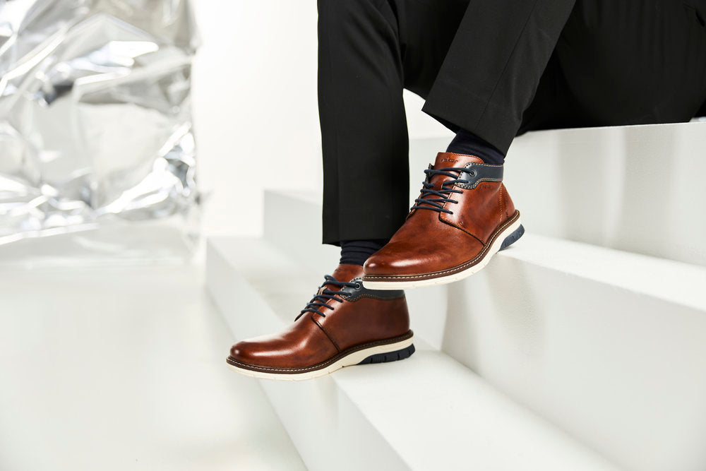 Rieker 14417-24 Brown & Navy Trim Lace Boots