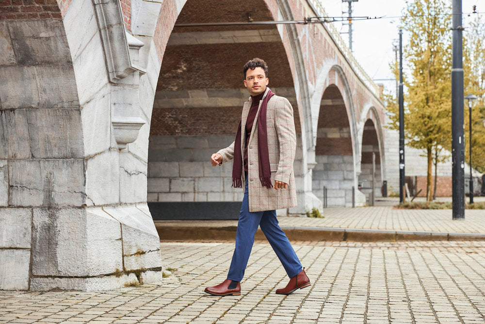 Rieker 14653-24 Brown Chelsea Boots with Navy Elastic