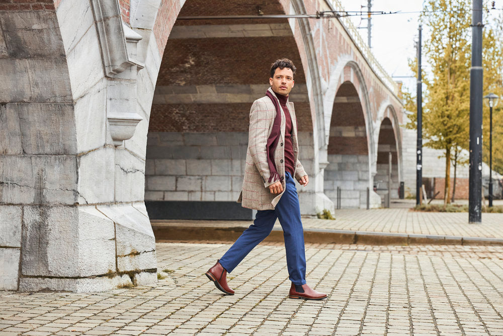 Rieker 14653-24 Brown Chelsea Boots with Navy Elastic