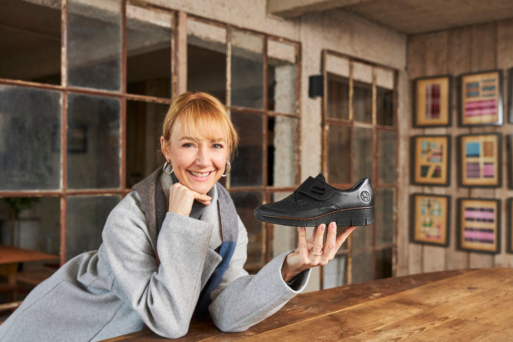 Rieker 537C0-00 Black Soft Velcro Casual Shoes