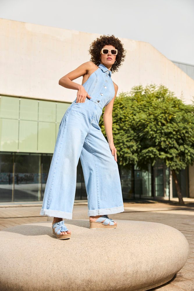 Rieker 68789-10 Aqua Blue Bow Slip On Wedge Sandals