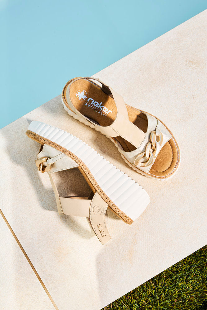 Rieker 69158-60 Beige Slingback Wedge Sandals