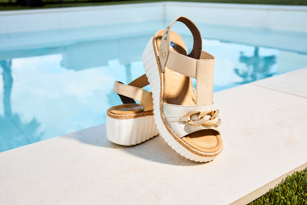 Rieker 69158-60 Beige Slingback Wedge Sandals