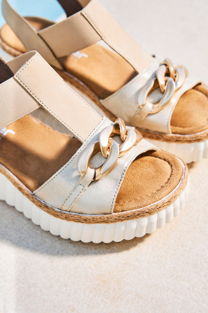 Rieker 69158-60 Beige Slingback Wedge Sandals