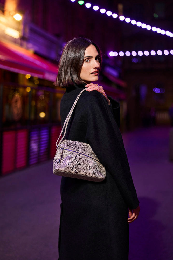 Rieker H1031-90 Python Beige & Black Print Handbag