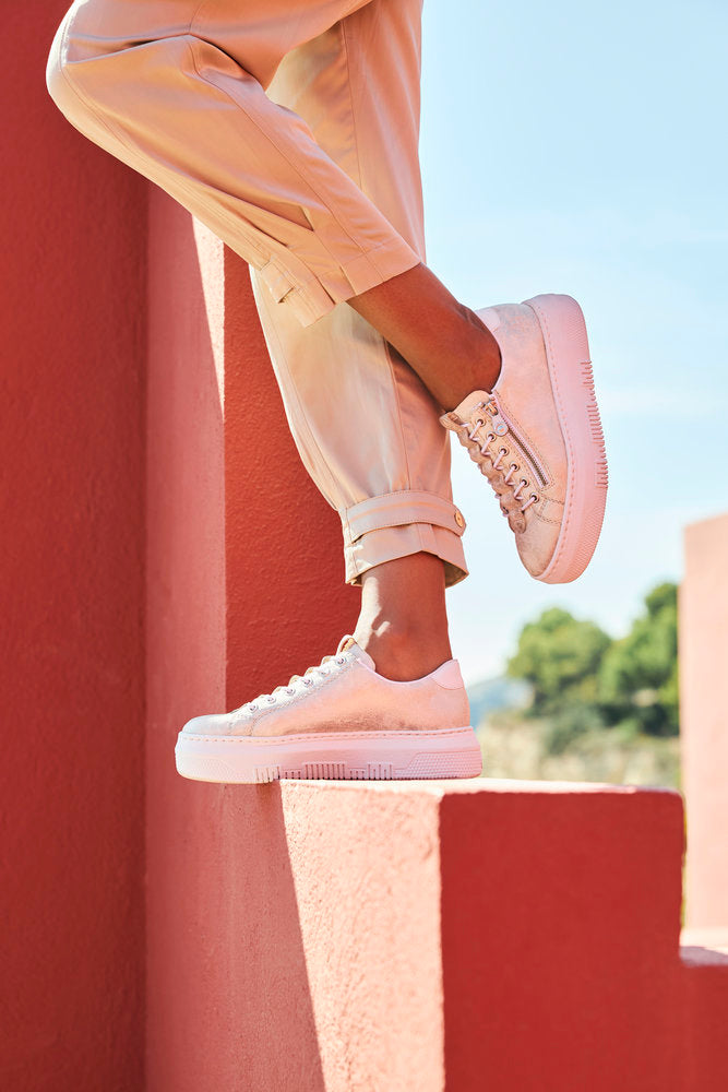 Rieker M1953-60 Beige Gold Shimmer Sneakers with Zip