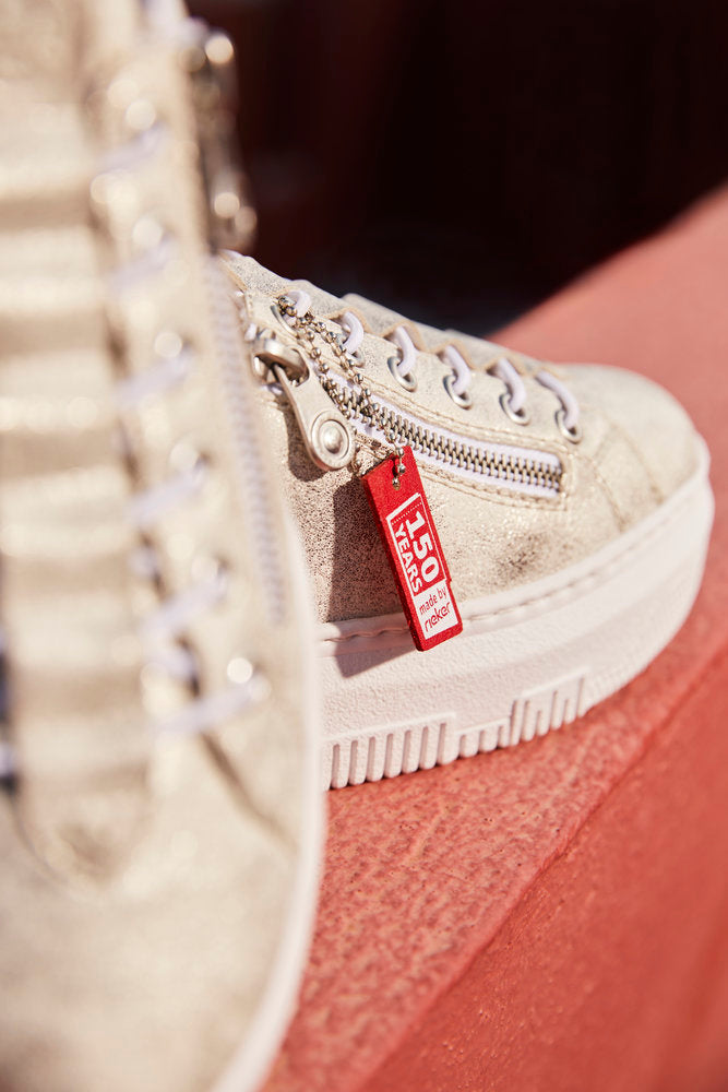 Rieker M1953-60 Beige Gold Shimmer Sneakers with Zip